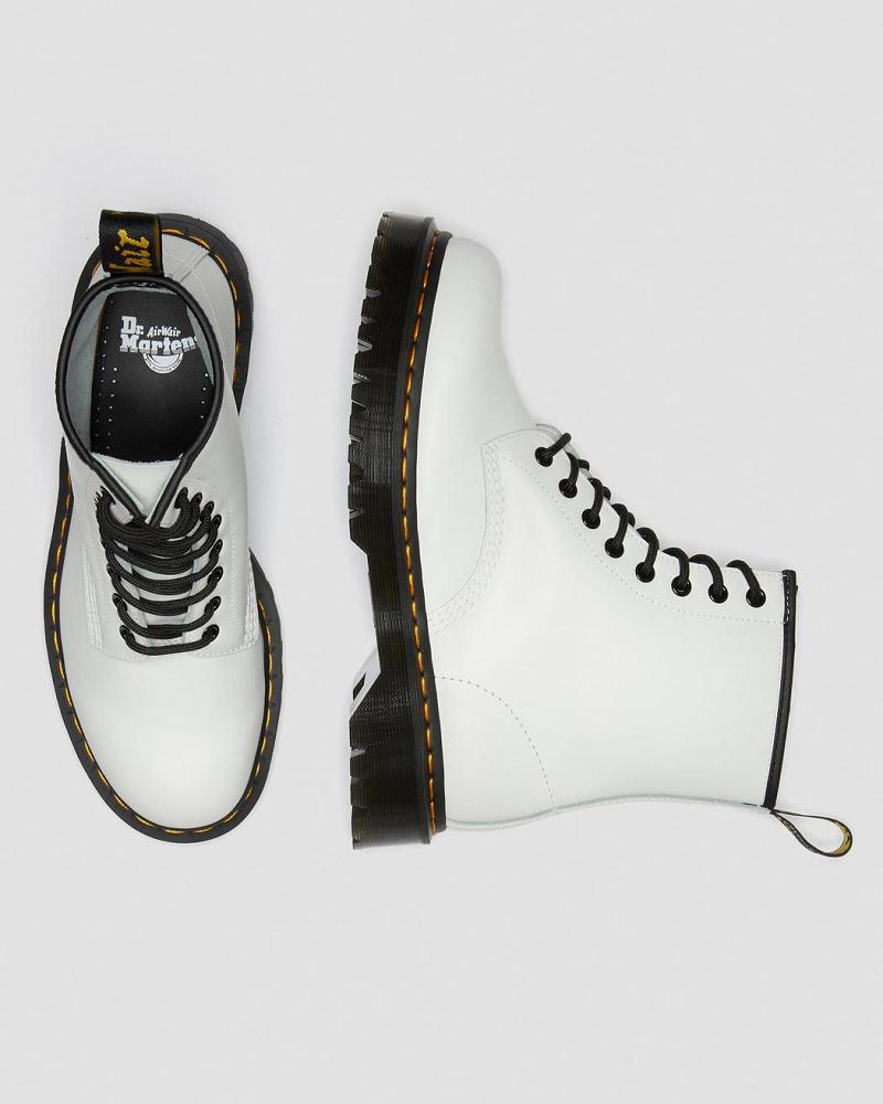 White Men's Dr Martens 1460 Bex Smooth Leather Platform Boots | CA 551ILH